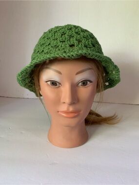 Handmade Green Crochet Bucket Hat Summer Hat